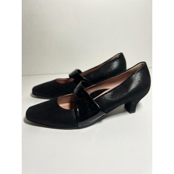 BeautiFeel EUC Black Leather Victoria Kitten Heel Pumps Shoes Size 41 EU 10 US - Picture 3 of 9